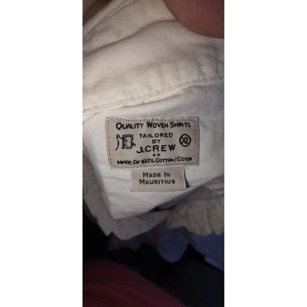 J Crew Dress Shirt Mens XL Crisp White Oxford Lightweight